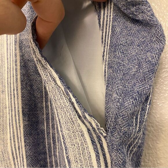 OLD NAVY Linen coastal blue Stripe Wide Leg hi rise pull on palazzo pant XXL - Picture 10 of 13